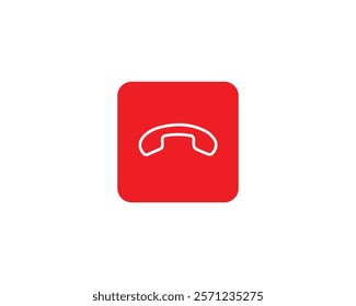 End call button icon. Cancel, close, communication, connection, contact, decline, disconnect, end, hang up, icon, ignore, illustration, outgoing, reject, ring off, smartphone, symbol and vector.