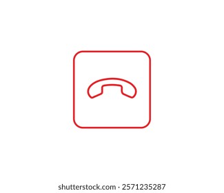 End call button icon. Cancel, close, communication, connection, contact, decline, disconnect, end, hang up, icon, ignore, illustration, outgoing, reject, ring off, smartphone, symbol and vector.