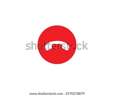 End call button icon. Cancel, close, communication, connection, contact, decline, disconnect, end, hang up, icon, ignore, illustration, outgoing, reject, ring off, smartphone, symbol and vector.