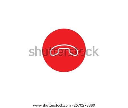 End call button icon. Cancel, close, communication, connection, contact, decline, disconnect, end, hang up, icon, ignore, illustration, outgoing, reject, ring off, smartphone, symbol and vector.