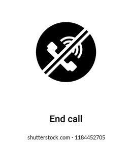 End call icon vector isolated on white background, logo concept of End call sign on transparent background, filled black symbol