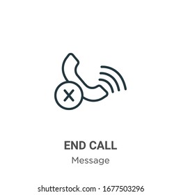 End call outline vector icon. Thin line black end call icon, flat vector simple element illustration from editable message concept isolated stroke on white background