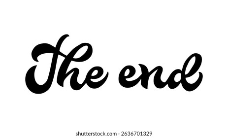 The end calligraphy hand lettering isolated on white. Vector template for banner, typography poster, sticker, etc
