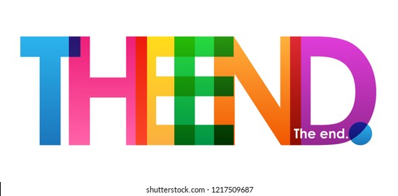 THE END. colorful letters banner