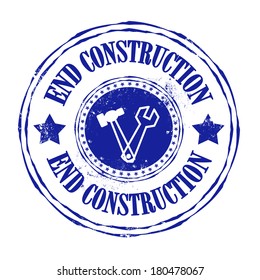 end construction grunge stamp with on vector illustration