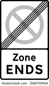 End of a controlled, voucher or restricted parking zone, road signs in the United Kingdom