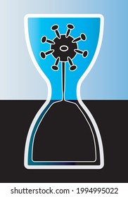 
The end of the coronavirus or Covid-19. The end of the pandemic. Coronavirus or Covid-19 inside an hourglass coming to an end