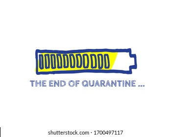 The End of Coronavirus Progress Bar Status.  Infographic Element with 90% Complete Indicator. COVID-19 Vector Hand Drawn Loader. Quarantine Illustration. Website Sketch Bar with Adjustable Fill Part.