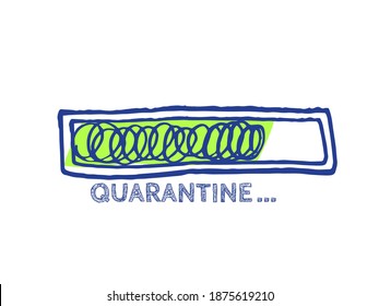 The End of Coronavirus Progress Bar Status.  Infographic Element with 90% Complete Indicator. Quarantine Illustration. Website Sketch Bar with Adjustable Fill Part. COVID-19 Vector Hand Drawn Loader.