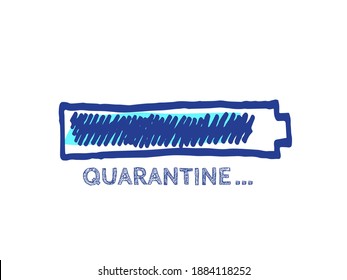 The End of Coronavirus Progress Bar Status.  Website Sketch Bar with Adjustable Fill Part. Quarantine Illustration. Infographic Element with 90% Complete Indicator. COVID-19 Vector Hand Drawn Loader.