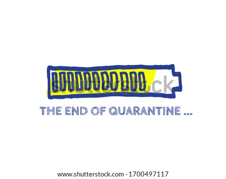 The End of Coronavirus Progress Bar Status.  Infographic Element with 90% Complete Indicator. COVID-19 Vector Hand Drawn Loader. Quarantine Illustration. Website Sketch Bar with Adjustable Fill Part.