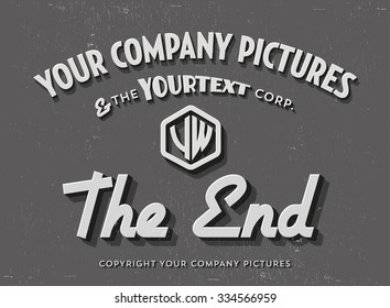 End Credits "The End" Title Vector Background
