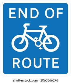 Fin del carril bici, de la vía o de la ruta, de las señales de carretera en el Reino Unido