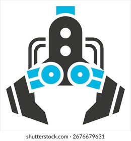 Glifo de efecto final azul gris Ilustración de un solo icono