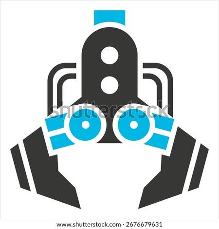 End Effector Glyph Blue Grey Single Icon Illustration
