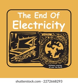 The End of Electricity hand draw vector illustration 