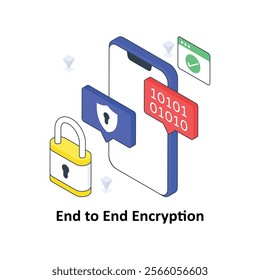 End to End Encryption isometric Colored illustration. EPS File stock illustration