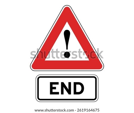 End of General Caution Zone, Traffic Regulation Termination Notice – High Quality Vectorial Stock Image