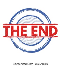 The end grunge rubber stamp on white background, vector illustration