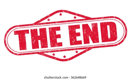The end grunge rubber stamp on white background, vector illustration