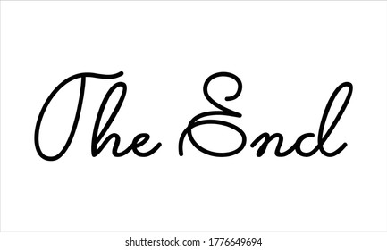 The End Hand written Typography Black script text lettering and Calligraphy phrase isolated on the White background 