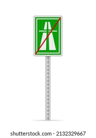 End of highway road sign on a white background. Vector illustration.