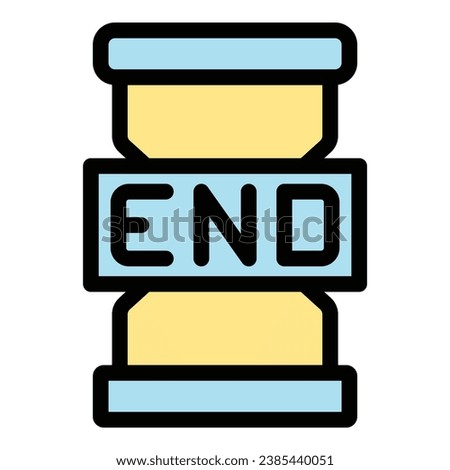 End hourglass icon outline vector. Date general. Duration time color flat