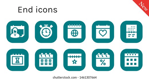 end icon set. 10 filled end icons.  Collection Of - Calendar, Timer