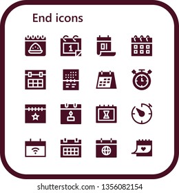 end icon set. 16 filled end icons.  Simple modern icons about  - Calendar, Timer