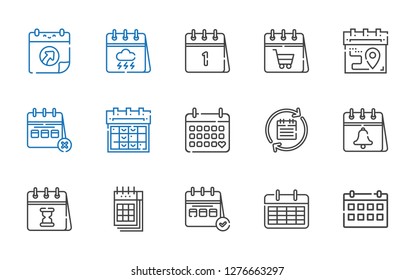 end icons set. Collection of end with calendar. Editable and scalable end icons.
