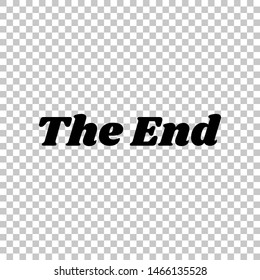 The End inscription. Black icon on transparent background. Illustration.