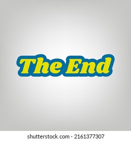 The End inscription. Icon in colors of Ukraine flag (yellow, blue) at gray Background. Illustration.