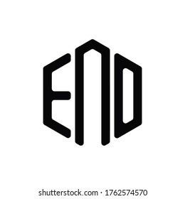 END Letter Logo Design polygon rounded Monogram Icon Vector Template.ENO