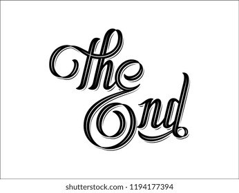 The end lettering script black on white background is a vector illustration about ending