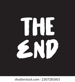 El guión de inscripción final blanco sobre fondo negro es una ilustración vectorial sobre el fin