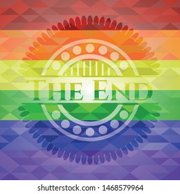 The End lgbt colors emblem. Vector Illustration. Mosaic.