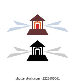 end of lighthouse silhouette illustration, a simple flat design