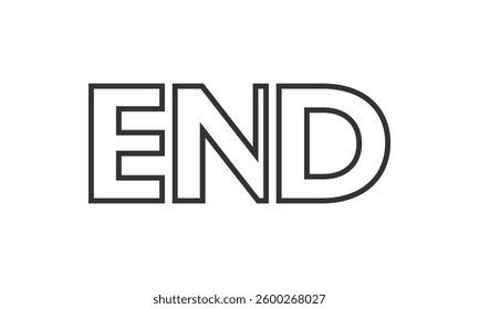 END logo design template with strong and modern bold text. Initial based vector logotype featuring simple and minimal typography. Trendy company identity ideal for businesses brand presence.