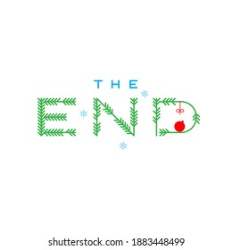 Terminar el logotipo en un fondo blanco. Final de las vacaciones de Navidad. Objetos aislados.