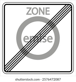 End of low emission zone road sign, indicating the termination of restrictions on polluting vehicles.