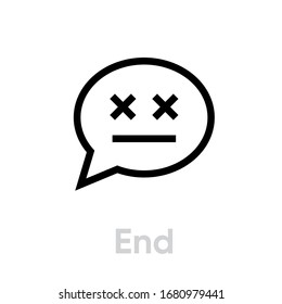 End message chat icon. Editable Vector Stroke. Single Pictogram emotion bubble isolated on white background for website, mobile app.