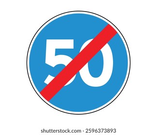 End of Minimum Speed Limit Road Sign - Traffic Regulation Symbol - High Quality Vectorial Graphic