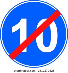 Sinal de fim de velocidade mínima 10 Mph
