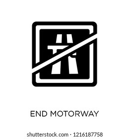 End motorway sign icon. End motorway sign symbol design from Traffic signs collection. Simple element vector illustration on white background.