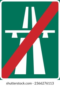 End of motorway, Special regulation signs, Road signs in Sweden