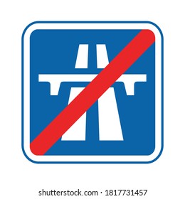 End of motorway traffic sign. Vector illustration of end of highway road sign. Freeway finish symbol.