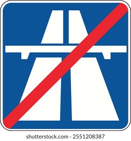 End of Motorway Traffic Sign - Vector Illustration