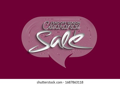 End Off Season Clearance Sale Calligraphic Line art Text Poster vector illustration Design.