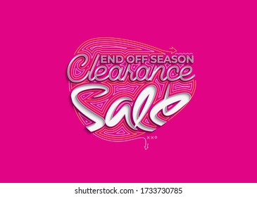 End off Season Sale Calligraphic 3d Style Text Vector illustration Design.