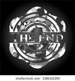 The End on grey camouflage pattern
